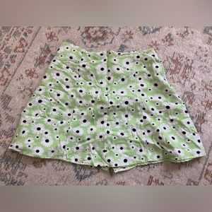 Green Floral Mini Skirt